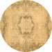 Round Abstract Brown Contemporary Rug, con454brn