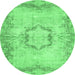 Round Abstract Emerald Green Contemporary Rug, con454emgrn