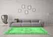 Machine Washable Abstract Emerald Green Contemporary Area Rugs in a Living Room,, wshcon454emgrn