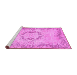 Sideview of Machine Washable Abstract Pink Contemporary Rug, wshcon454pnk