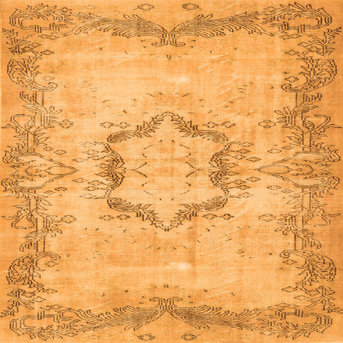 Round Machine Washable Abstract Orange Contemporary Area Rugs, wshcon454org