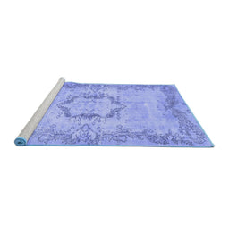 Sideview of Machine Washable Abstract Blue Contemporary Rug, wshcon454blu