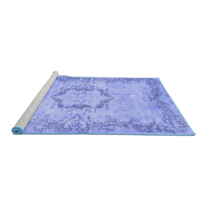 Sideview of Machine Washable Abstract Blue Contemporary Rug, wshcon454blu