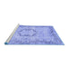 Sideview of Machine Washable Abstract Blue Contemporary Rug, wshcon454blu