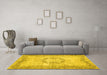 Machine Washable Abstract Yellow Contemporary Rug in a Living Room, wshcon454yw