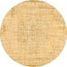 Round Abstract Brown Contemporary Rug, con455brn