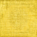 Square Machine Washable Abstract Yellow Contemporary Rug, wshcon455yw