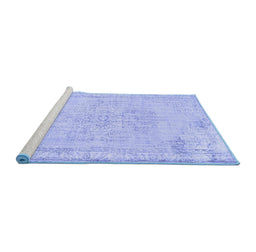 Sideview of Machine Washable Abstract Blue Contemporary Rug, wshcon455blu
