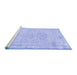 Sideview of Machine Washable Abstract Blue Contemporary Rug, wshcon455blu