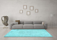 Machine Washable Abstract Light Blue Contemporary Rug, wshcon455lblu