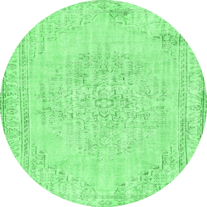 Round Abstract Emerald Green Contemporary Rug, con455emgrn