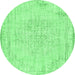 Round Abstract Emerald Green Contemporary Rug, con455emgrn