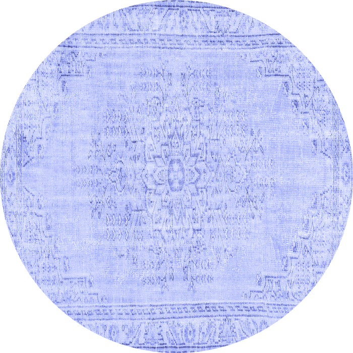 Round Machine Washable Abstract Blue Contemporary Rug, wshcon455blu