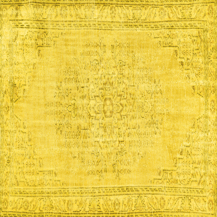 Square Abstract Yellow Contemporary Rug, con455yw