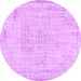 Round Machine Washable Abstract Purple Contemporary Area Rugs, wshcon455pur