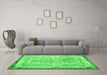 Machine Washable Abstract Green Contemporary Area Rugs in a Living Room,, wshcon456grn