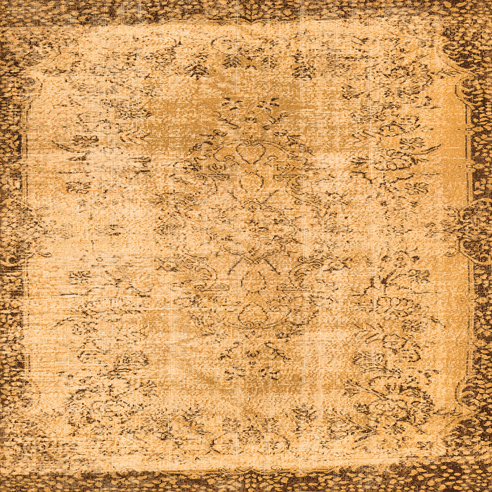 Round Machine Washable Abstract Orange Contemporary Area Rugs, wshcon456org