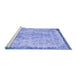 Sideview of Machine Washable Abstract Blue Contemporary Rug, wshcon456blu