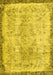 Machine Washable Abstract Yellow Contemporary Rug, wshcon456yw