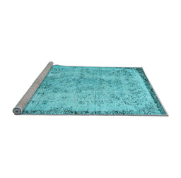 Sideview of Machine Washable Abstract Light Blue Contemporary Rug, wshcon456lblu