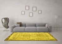 Machine Washable Abstract Yellow Contemporary Rug, wshcon456yw