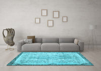 Machine Washable Abstract Light Blue Contemporary Rug, wshcon456lblu