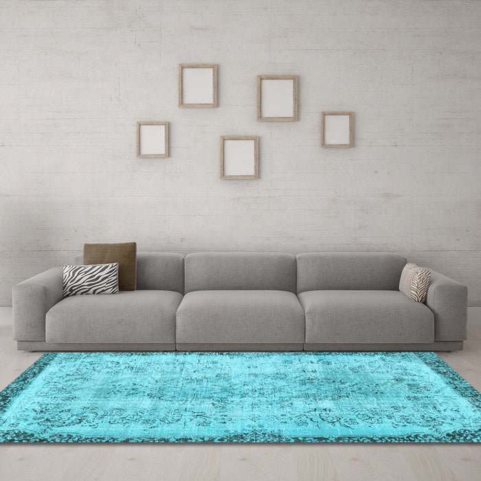Machine Washable Abstract Light Blue Contemporary Rug in a Living Room, wshcon456lblu