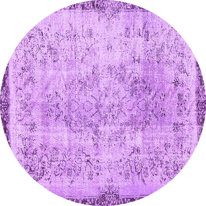 Round Abstract Purple Contemporary Rug, con456pur