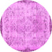 Round Machine Washable Abstract Pink Contemporary Rug, wshcon456pnk