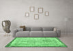 Machine Washable Abstract Emerald Green Contemporary Area Rugs in a Living Room,, wshcon456emgrn