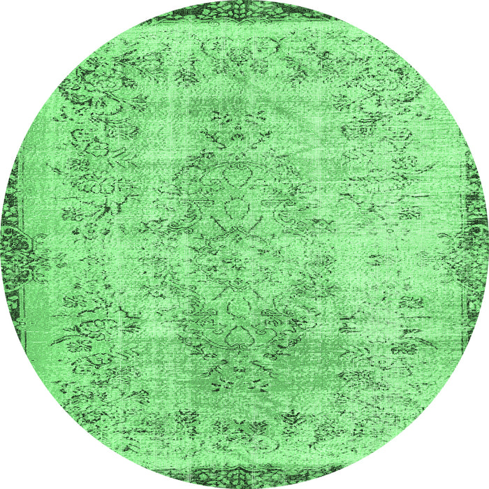 Round Abstract Emerald Green Contemporary Rug, con456emgrn