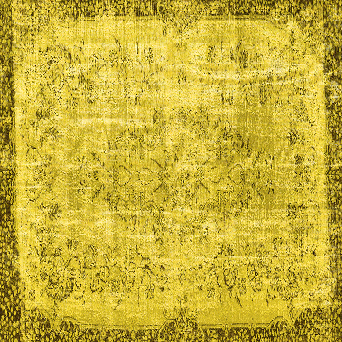 Square Abstract Yellow Contemporary Rug, con456yw