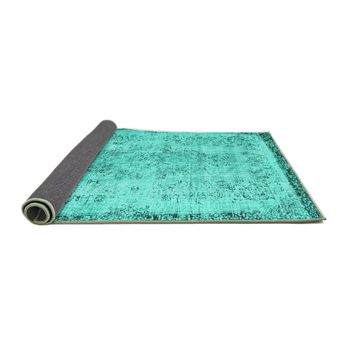 Sideview of Abstract Turquoise Contemporary Rug, con456turq