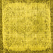 Square Machine Washable Abstract Yellow Contemporary Rug, wshcon456yw