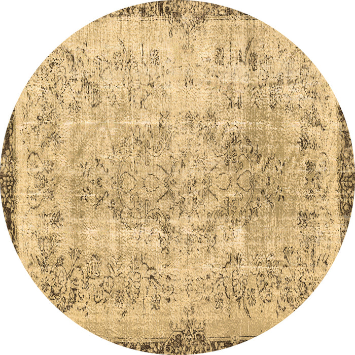 Round Abstract Brown Contemporary Rug, con456brn