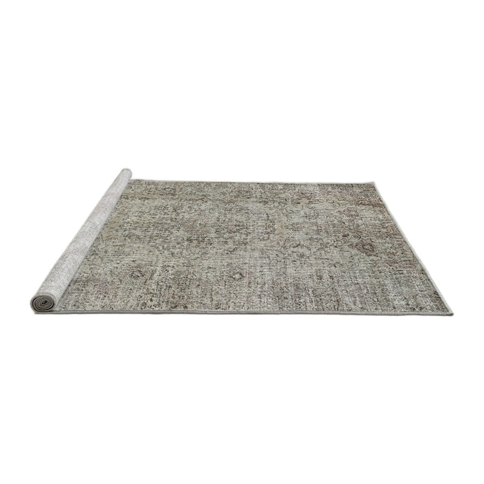 Serging Thickness of Machine Washable Contemporary Pale Silver Gray Rug, wshcon457