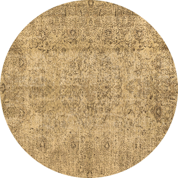 Round Abstract Brown Contemporary Rug, con457brn