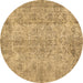 Round Abstract Brown Contemporary Rug, con457brn