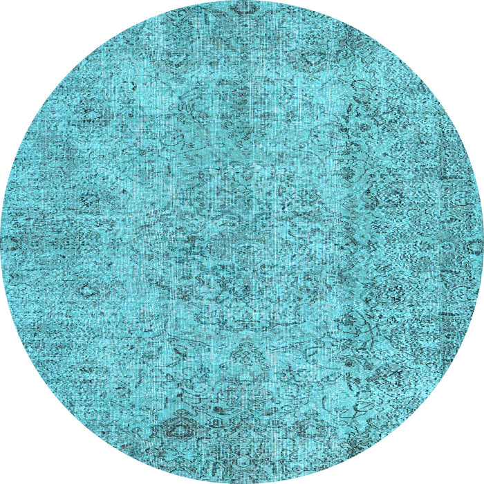 Round Abstract Light Blue Contemporary Rug, con457lblu