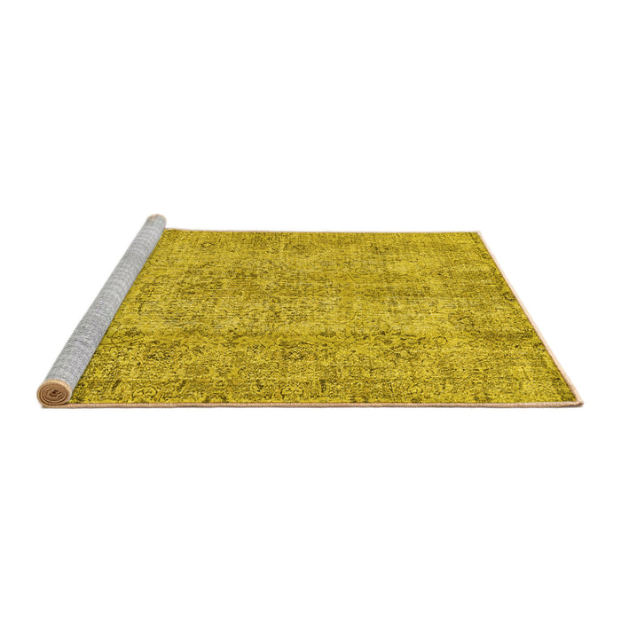 Sideview of Machine Washable Abstract Yellow Contemporary Rug, wshcon457yw