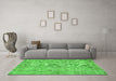 Machine Washable Abstract Green Contemporary Area Rugs in a Living Room,, wshcon457grn