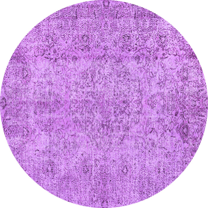 Round Machine Washable Abstract Purple Contemporary Area Rugs, wshcon457pur