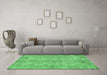 Machine Washable Abstract Emerald Green Contemporary Area Rugs in a Living Room,, wshcon457emgrn