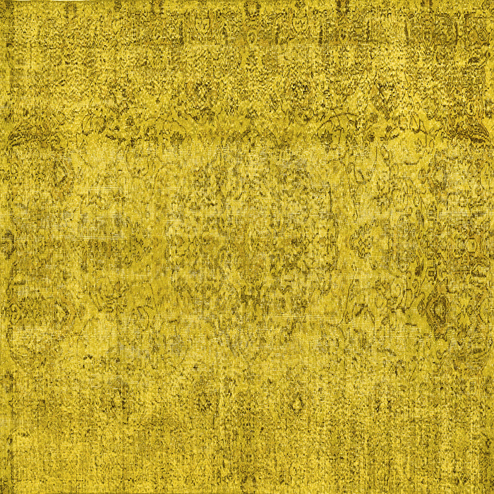 Square Abstract Yellow Contemporary Rug, con457yw