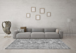 Machine Washable Abstract Gray Contemporary Rug in a Living Room,, wshcon457gry