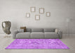 Machine Washable Abstract Purple Contemporary Area Rugs in a Living Room, wshcon457pur