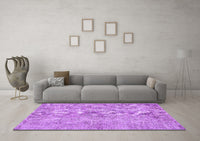 Machine Washable Abstract Purple Contemporary Rug, wshcon457pur