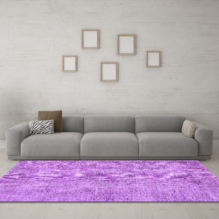 Machine Washable Abstract Purple Contemporary Area Rugs in a Living Room, wshcon457pur
