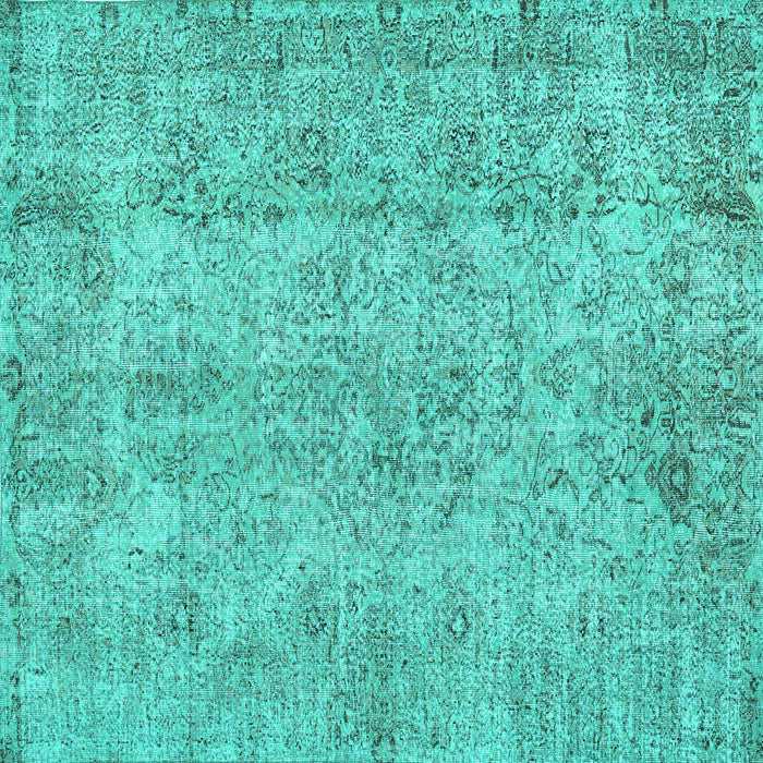Square Machine Washable Abstract Turquoise Contemporary Area Rugs, wshcon457turq
