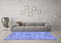 Machine Washable Abstract Blue Contemporary Rug, wshcon457blu